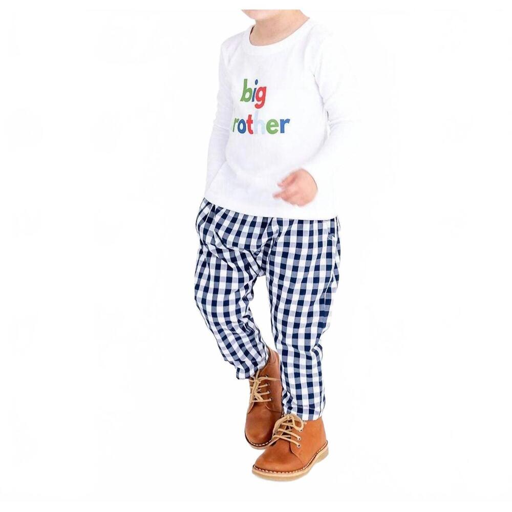 NEW LITTLE PAPER BOAT kid's clark skinny pants in navy gingham